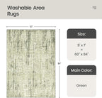 Valenrug Washable Rug 5x7 - Stain Resistant 5x7 Area Rugs for Living Room, Non Slip Backing Printed Rugs for Bedroom, Folable Machine Washable Area Rug(Green,5'x7')