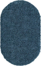 Unique Loom Davos Shag Collection Area Rug - Solid (3' 3" x 5' 3" Oval, Marine Blue)