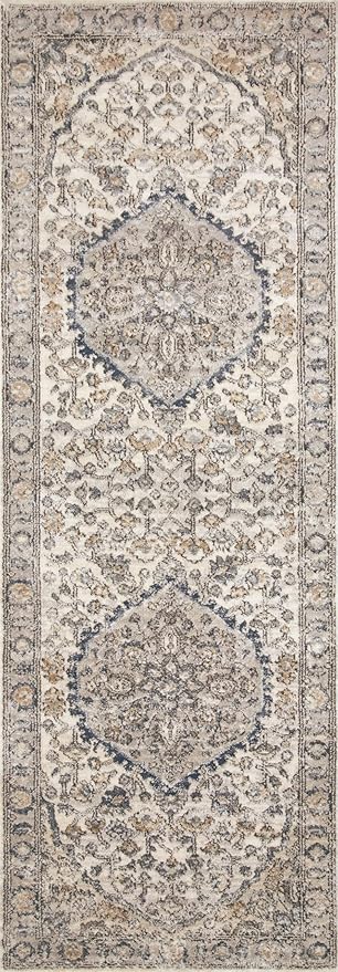 Loloi Teagan Collection TEA-01 Natural/Lt. Grey 2'-8" x 13' Runner Rug, Large, Soft Neutral Rug, High-Traffic for Living Room, Bedroom, Home Office, Dining Area