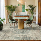 Neutral Abstract Area Rug for Living Room - 5x7 Washable Rug for Large Entryway, Mudroom, Home Office, Moss Cool Green Modern Contemporary & Non Skid Thin Décor