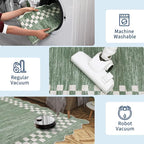 GarveeHome Washable Rug 5x7 for Living Room Large Bedroom Scalloped Rug Non Slip Stain Resistant Modern Border Throw Carpet Soft Boho Rug for Dining Room Nursery Home Office, Green