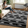 Zentavio Area Rugs for Living Room Rugs for Bedroom 4x6 Carpet Fluffy Fuzzy Soft Shag Aesthetic Plush High Pile Throw Rug for Nursery Kids Room Dorm Vertical Stripes Black White