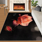 3x6 Florals Bedroom Rug Under Bed - Natural Flowers Kids Room Rugs, Realistic Rose Bedroom Runner Rug Soft Washable for Living Room Kitchen