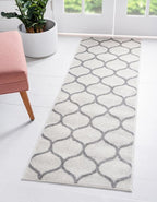 Rugs.com Lattice Frieze Collection Rug – 2' x 8' 8 Runner Ivory Medium Rug Perfect for Living Rooms, Large Dining Rooms, Open Floorplans