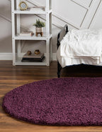Unique Loom Solid Shag Collection Area Rug (8' x 10' Oval, Eggplant Purple)