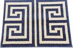 Unique Loom Athens Collection Classic Geometric Modern Border Design Area Rug (2' 7 x 10' 0 Runner, Navy Blue/ Beige)