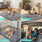 Smiry Dog Door Mat for Muddy Paws, Absorbent Dirt Trapper Non Slip Quick Dry Washable Chenille Mat for Mud Dogs, Entry Rug for Indoor and Outdoor (24x16 Inches, Grey and Black)