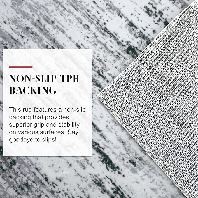 Modern Abstract Runner 2x5, Black Grey White Washable Kitchen Entryway Rug Mat Non-Slip Soft Hallway Rug Runner Thin Print Faux Wool Carpet for Bedroom Laundry Room Indoor Home Decor