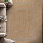 Beverly Rug Easy Jute Framed Border Entry Rug 2x3 Washable Durable Indoor Outdoor Area Rugs for Living Room Patio Office Stain Resistant Non Shedding Casual Indoor Outside Carpet 2 x 3 Natural