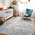 WITSHOCK 5x7 Dining Room Area Rugs: Modern Abstract Tumble Large Rug for Bedroom Living Room, Non-Slip Stain Resistant Indoor Carpet, Nursery Home Office Alfombras para Salas Modernas, Blue Brown