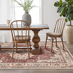 LUMI 8x10 Washable Area Rug for Living Room, Ultra Soft Traditional Vintage Red Rugs Non Slip with Rubber Backing, Low Profile, High Traffic, Stain Resistant Carpets, Ideal for Bedroom, Dining Room