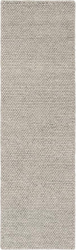 SAFAVIEH Natura Collection Runner Rug - 2'3" x 6', Silver, Handmade Wool Blend, Textured Design, Ideal for Hallway, Bedroom, Foyer (NAT620C)