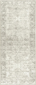 ReaLife Rugs Machine Washable Area Rug Runner - Living Room Bedroom Bathroom Kitchen Entryway Office - Padded Low Pile Stain Resistant Premium - Boho Farmhouse Vintage - Lyle - Beige Ivory 2'6" x 10'