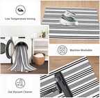 Outdoor Front Door Mat 3'x5', Black and White Cotton Hand Woven Striped Rug,Reversible Washable Front Porch Rug, Foldable Layered Doormat for Entryway/Home Entrance/Farmhouse