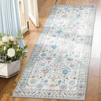 COMSLE Runner Rug, 2x6 Washable Area Rugs for Hallway Faux Wool Small Throw Rug Distressed Kitchen Non-Slip Laundry Room Carpet Boho Runner for Entryway Indoor Door Mat Bedroom Pink Floral
