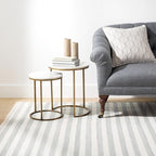 Home Conservatory Ladder Stripe Grey/Ivory Handwoven Wool 5 X 8 Feet, Grey/Ivory Stripe Pattern