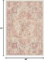 RUGGABLE Washable Area Rug – Kamran Rose Pink 4x6, Stain-Resistant, Non-Slip – Medium Machine Washable Rugs for Living Room, Bedroom, Hallway, Entryway & Office–with Standard Pad