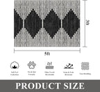 HelloTree Area Rug 3x5 Geometric Rug,Washable Modern Neutral Stain Resistant Indoor Carpet Boho Living Room Moroccan Rugs Fluffy Rug for Living Room Bedside Room Decor for Family-Black