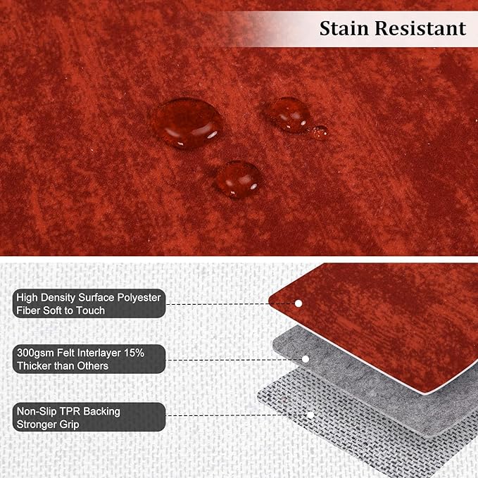 RUGSREAL Solid Color Rug for Living Room 8x10 Large Washable Bedroom Rug with Rubber Backing Low-Pile Modern Contemporary Indoor Area Rug Home Office Throw Carpet for Dining Room, 8' x 10' Red