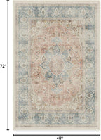 RUGGABLE Washable Vintage Area Rug – Sarrah Coral 4x6, Stain-Resistant, Non-Slip – Medium Machine Washable Rugs for Living Room, Bedroom, Hallway, Entryway & Office–with Standard Pad