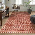 Wonnitar Moroccan 5x7 Area Rugs, Large Soft Rug for Dining Room, Washable Bohemian Tribal Living Room Bedroom Rug, Geometric Non-Shedding Indoor Carpet for Closet Nursery Entry (Brown,5'x7')