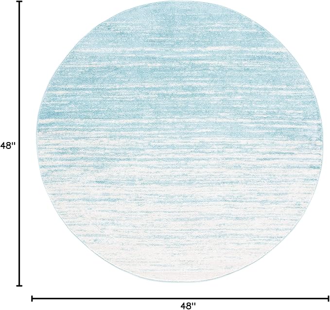 SAFAVIEH Adirondack Collection Area Rug - 4' Round, Aqua & Ivory, Modern Ombre Design, Non Shedding & Easy to Clean, Ideal for Living Room, Bedroom, Office, Dining Space (ADR113J)