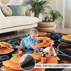 4x6 Poppy Cafe Rug - Retro Florals Art Rugs for Bedroom Aesthetic, Rustic Flowers Art Soft Comfortable Non-Slip for Offie Bedroom Study Boy Girl Room Hotel Dorm