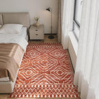 Wonnitar Moroccan Washable Area Rug, 3x5 Non-Slip Rugs for Living Room, Geometric Tribal Kitchen Entry Throw Mat, Soft Low Pile Non-Shedding Carpet for Bedroom Apartment Dorm (Brown,3'x5')