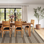 Lahome Striped Easy Jute Rug 8x10, Farmhouse Dining Room Rug Indoor Outdoor Carpet for Patio Living Room, Nature Non Slip Non Shedding Floor Carpet for Deck Sunroom Mudroom, Khaki