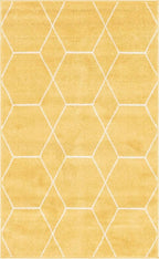 Unique Loom Trellis Frieze Collection Area Rug - Geometric (3' 3" x 5' 3", Yellow/ Ivory)