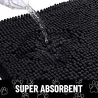 Smiry Dog Door Mat for Muddy Paws, Absorbent Dirt Trapper Non Slip Quick Dry Washable Chenille Mat for Mud Dogs, Entry Rug for Indoor and Outdoor (59x24 Inches, Black and White)