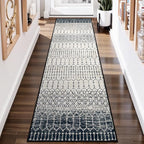 Lahome Moroccan Hallway Runner Rug, Washable Black 2x8 Rug Runner Ultra-Thin Stain Resistant Kitchen Carpet with Rubber Backing Non Slip, Geometric Print Floor Carpet Mat for Entryway Bedroom