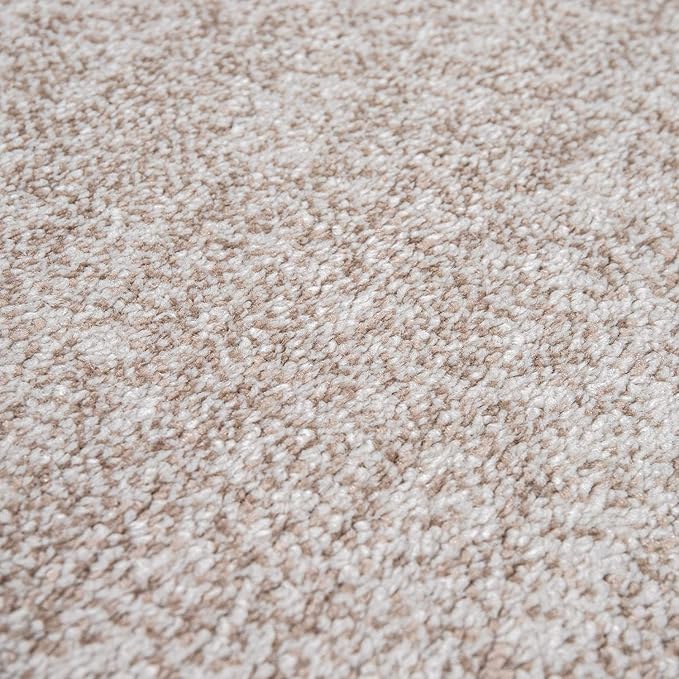 Paco Home Modern Area Rug Bordered with Geometric Pattern in Brown Beige with Contour Cut, Size: 4' x 5'7"