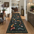 Collive Kitchen Runner Rugs Non Slip, 2.6x8ft Jungle Animal Washable Carpet Runners for Hallway Bathroom, Soft Bedroom Rug Black Ultra Thin Indoor Mats for Entryway, Laundry Room, Bedside