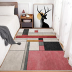 6x9 Abstract Geometric Rugs for Bedroom Decor, Washable Black White Red Geometry Pattern Area Rug, Living Room Home Decoration, Non Slip Soft Thin, Minimalist Modern Decor Carpet PF-P 49