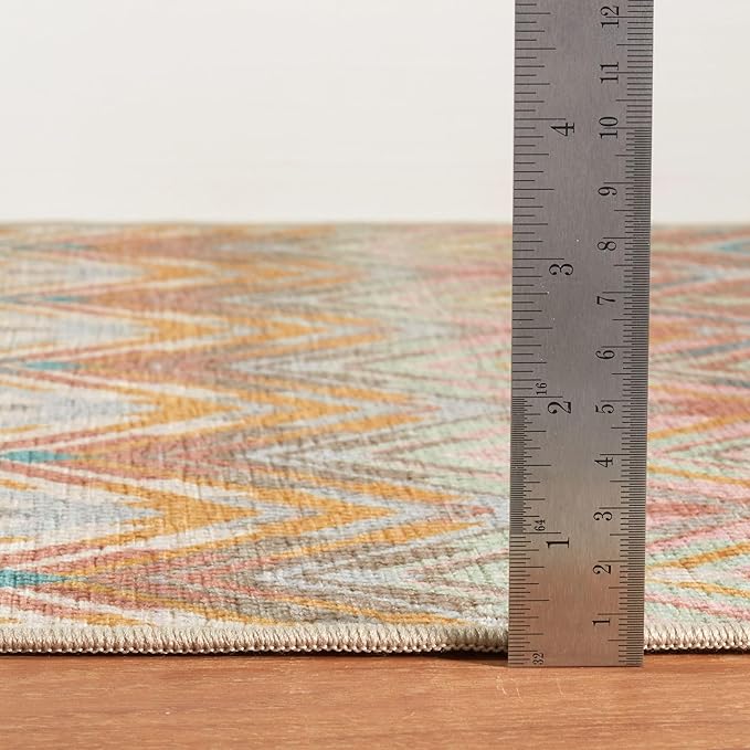 Dash & Albert Seneca Stone Machine Washable Rug, 6 X 9 Feet, Multi Graphic Pattern