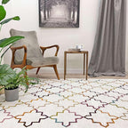 Alfa Rich 3x10 Moroccan White Washable Area Rugs for Living Room Hallway Kitchen Decor Cotton Runner