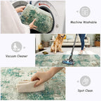 Lahome Modern Abstract Area Rug - 2x3 Small Entryway Rug Washable Rugs for Kitchen Non-Slip Soft Front Indoor Doormat Low Pile, Accent Throw Carpet for Bathroom Laundry Floor Mats,Green/Grey