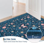 GarveeHome Washable Floral Area Rug 5x7 for Living Room Non Slip Bedroom Rug Soft Stain Resistant Large Dining Room Throw Carpet Low Pile Blue Bow Rugs Butterfly Flower Carpet for Nursery Entry, 5x7