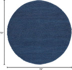 SAFAVIEH Natura Collection Area Rug - 6' Round, Navy & Blue, Handmade Wool Blend, Textured Design, Ideal for Living Room, Bedroom, Dining Space (NAT620M)