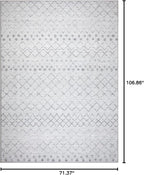 GLN Rugs Contemporary Collection - Machine Washable Area Rug, Contemporary Washable, Non Slip, Low Pile Chenille Rug, Living Room, Bedroom, Kitchen Rug (6' x 9' Gray 0166)