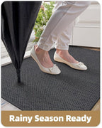 Color&Geometry Ultra-Thin Indoor Door Mat, 36"x56" Low-Profile Non-Slip Entryway Rug with Modern Geometric Texture, Washable Doormat for Indoor Entrance, Front Door, Grey (Rolled-up NO Creases)