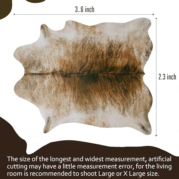 AROGAN Western Decor Faux Fur Cowhide Rug, 3.6 x 2.3 Feet Premium Animal Skin Cow Hide Rug, Sturdy Cow Print Rugs for Wall Decor, Western Floor Carpet for Bedroom Living Room, Brownish