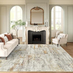 6x9 Area Rug for Living Room Washable 6x9 Non-Slip Modern Abstract Rugs for Bedroom Dinning Room Ultra-Thin Indoor Gray Rust