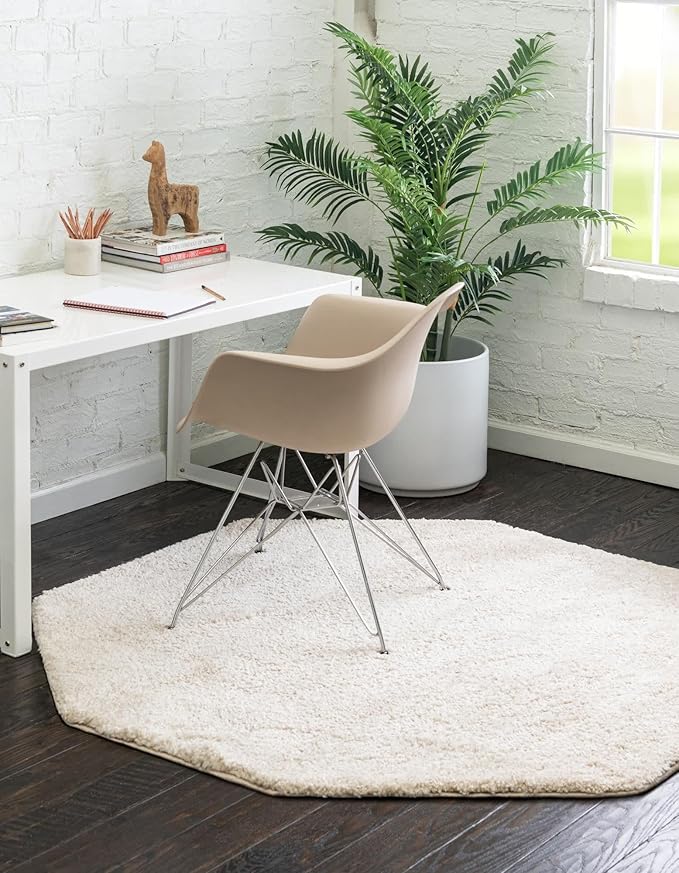Unique Loom Solo Collection Area Rug - Calabasas (5' 3" Octagon, Ivory)