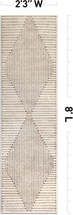 Rugshop Beige and Brown Geometric Area Rug – Soft Abstract Line Pattern Carpet for Living Room, Bedroom, or Office – Contemporary Neutral Decor Accent 2' 3" x 8' Runner Beige