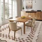 GarveeHome Area Rug 6x9 Large Living Room Modern Border Throw Rug with Rubber Backing Stain Resistant Dining Room Throw Carpet Washable Scalloped Rug for Bedroom Home Decor Office, Beige