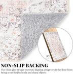 MUJOO Non Slip Boho Pink Runner Rug, Machine Washable for Hallways Entryway Kitchen Bathroom Bedside Retro Soft Low-Pile 2'x6' Blossom