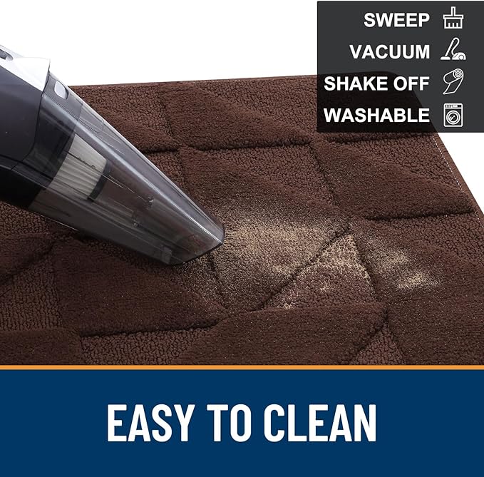 OLANLY Door Mats Indoor, Non-Slip, Absorbent, Dirt Resist, Entrance Washable Mat, Low-Profile Inside Entry Doormat for Entryway (59x36 inches, Dark Brown)