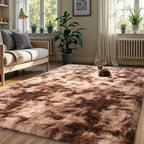 Zentavio Area Rugs for Living Room Rugs for Bedroom 4x6 Soft Carpet Fluffy Furry Shag Aesthetic Plush High Pile Gray Throw Rug for Nursery Kids Room Dorm Tie-Dyed Coffee